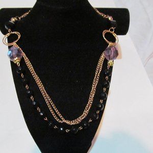 Long gold tone acrylic beads necklace